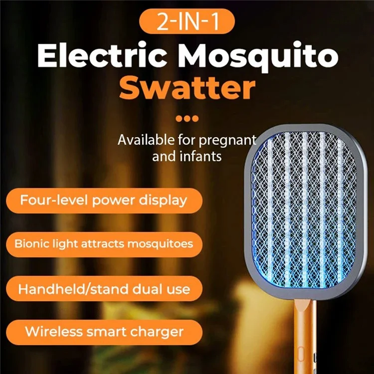 P1 Handheld Bug Zapper Racket USB Rechargeable Electric Instant Bug Mosquito Killer - White