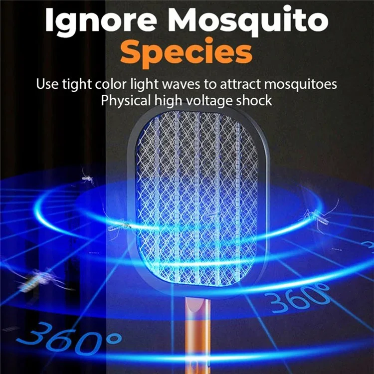 P1 Handheld Bug Zapper Racket USB Rechargeable Electric Instant Bug Mosquito Killer - White
