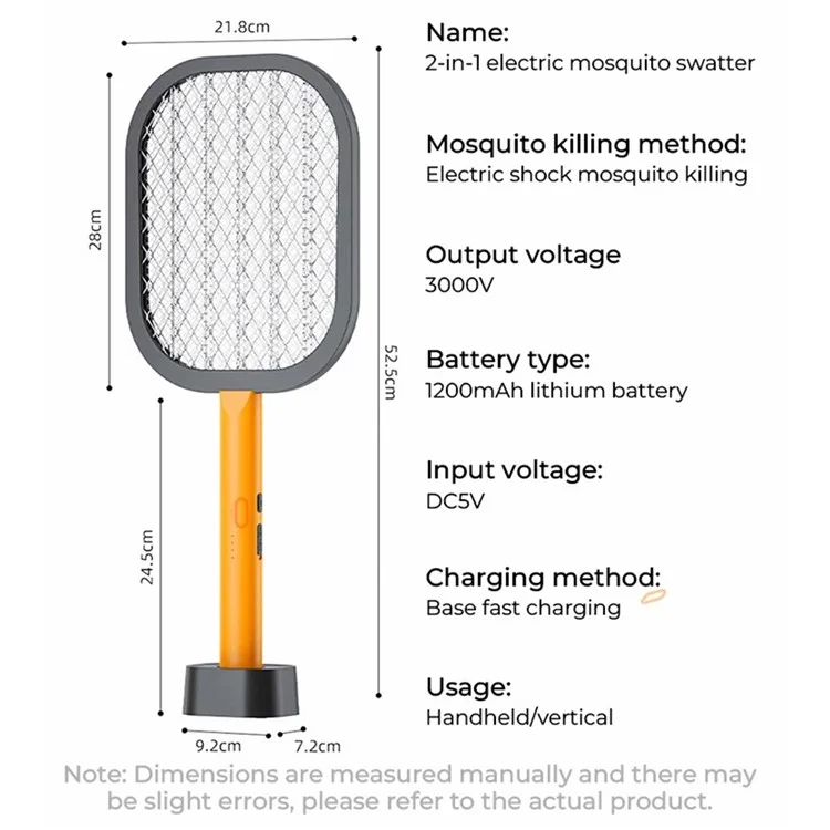 P1 Handheld Bug Zapper Racket USB Rechargeable Electric Instant Bug Mosquito Killer - White