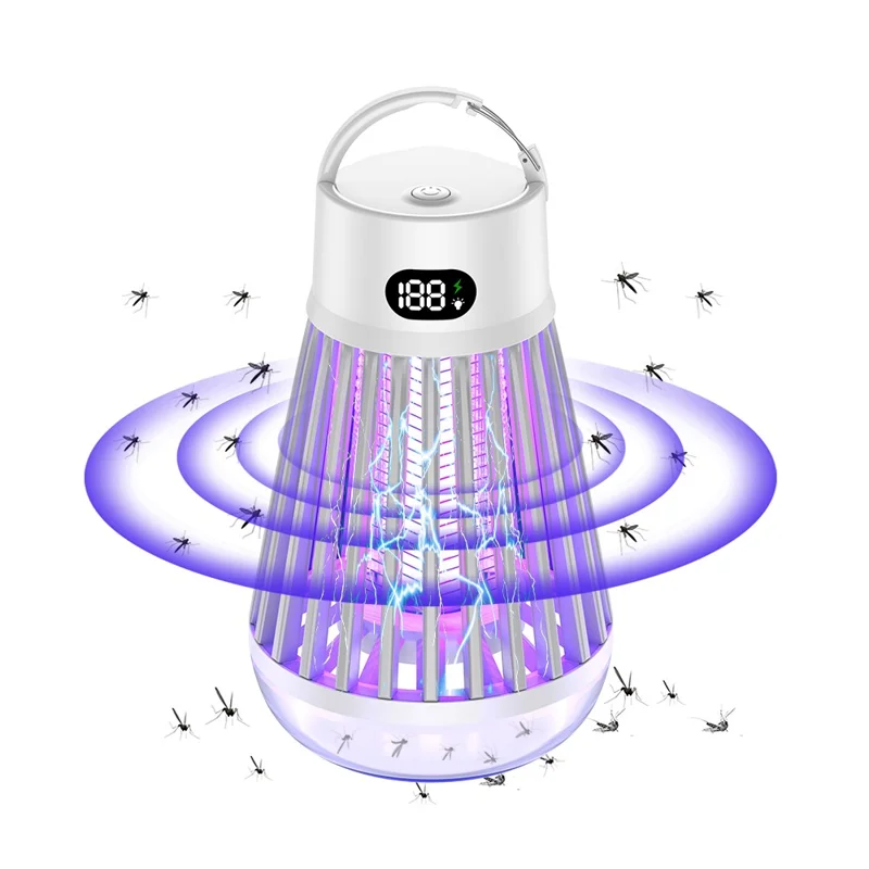 J03 Bug Zapper Outdoor Home Mosquito Killing Lamp Portable Silent Electric Fly Traps - Black