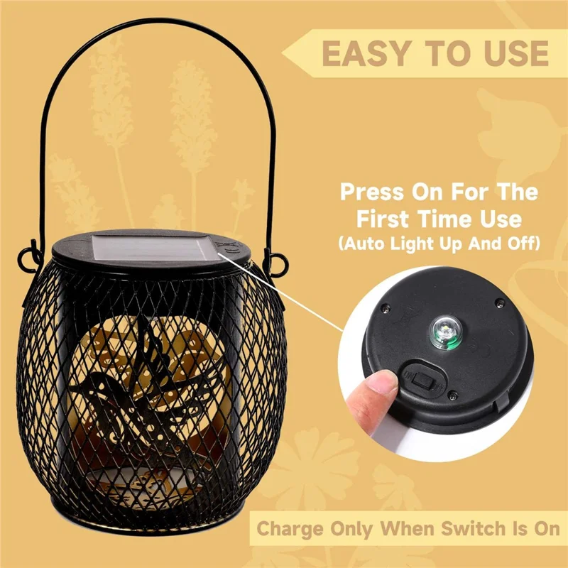 TY-HD01 Iron Projection Light Patio Solar Light Hollow-Out Hanging Lamp - Bird