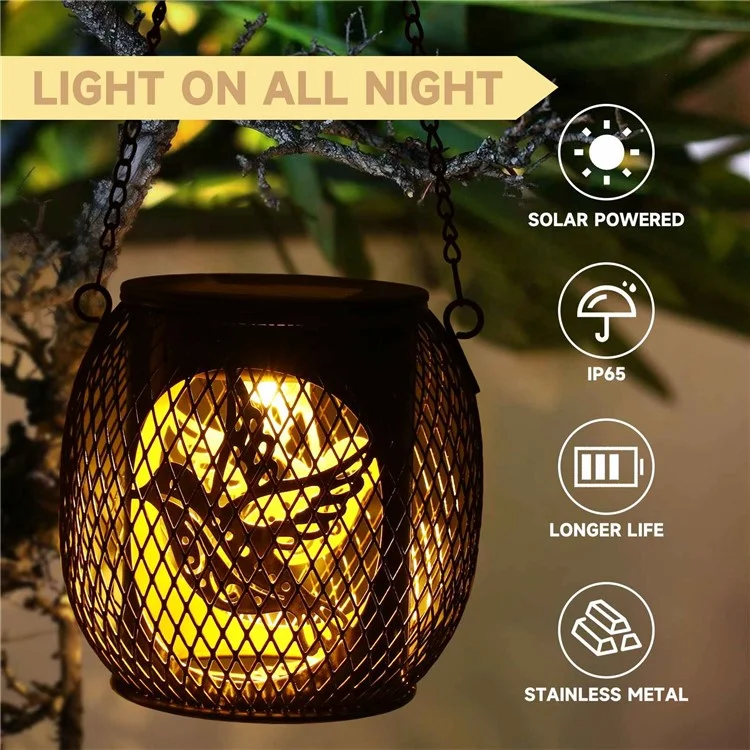 TY-HD01 2PCS Garden Solar LED Lights Hollow-Out Lamps Hanging Projection Iron Lights - Bird