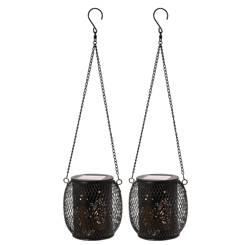 TY-HD01 2PCS Garden Solar LED Lights Hollow-Out Lamps Hanging Projection Iron Lights - Butterfly