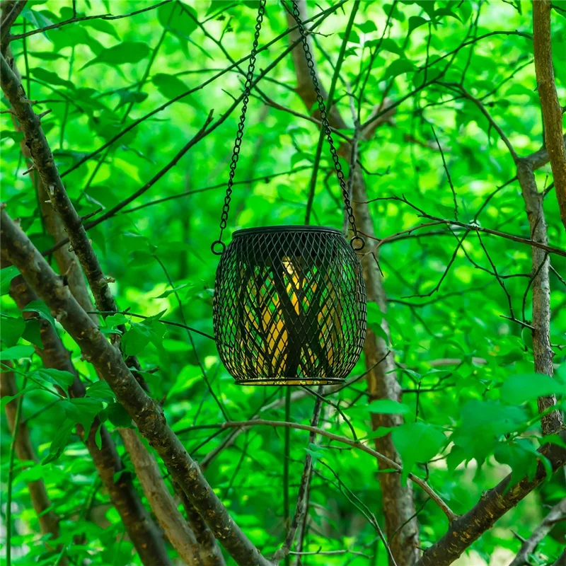 TY-HD01 2PCS Garden Solar LED Lights Hollow-Out Lamps Hanging Projection Iron Lights - Leaf