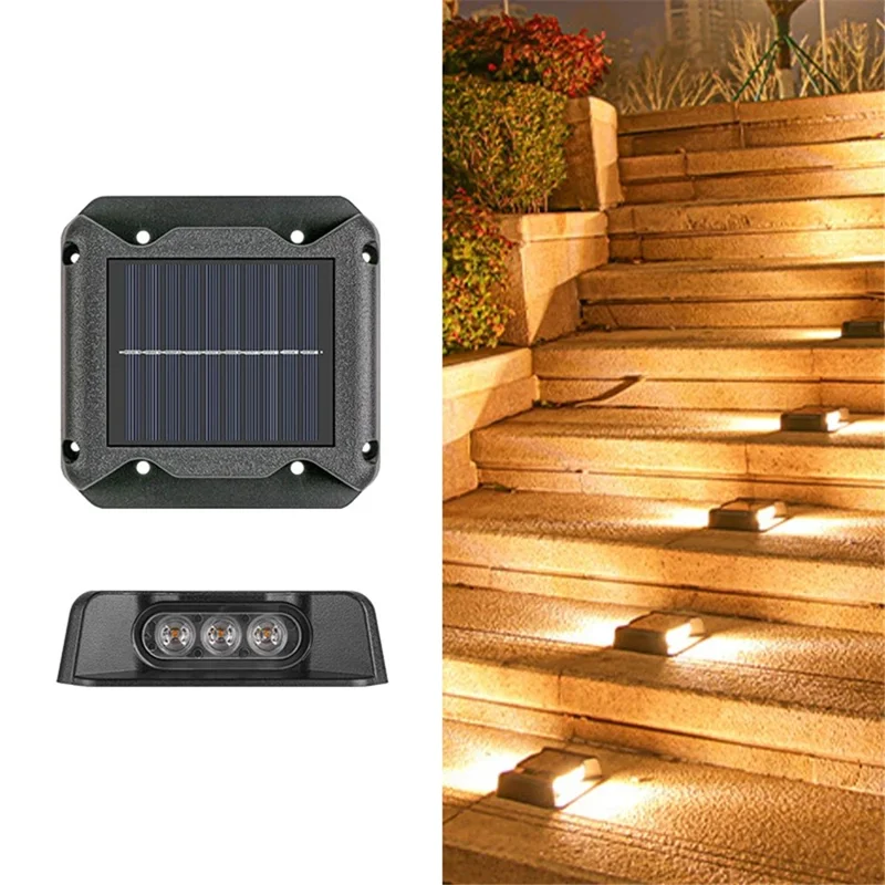 6-LED Solar Deck Light Dual-Side Lighting Walkway Stair Step Pathway LED Lamp - Warm Light