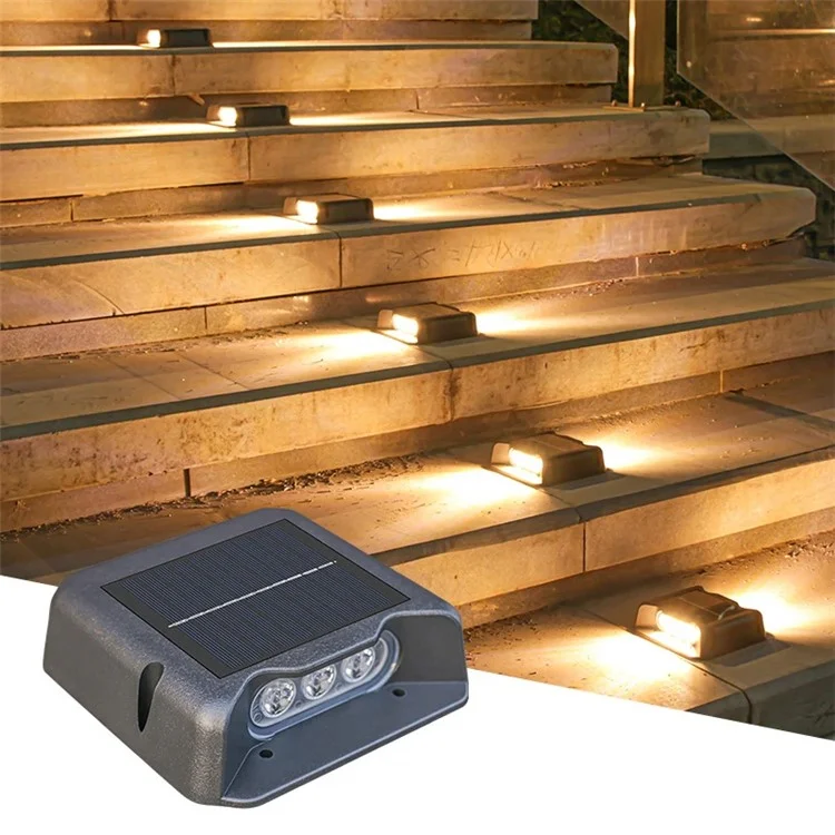 6-LED Solar Deck Light Dual-Side Lighting Walkway Stair Step Pathway LED Lamp - Warm Light