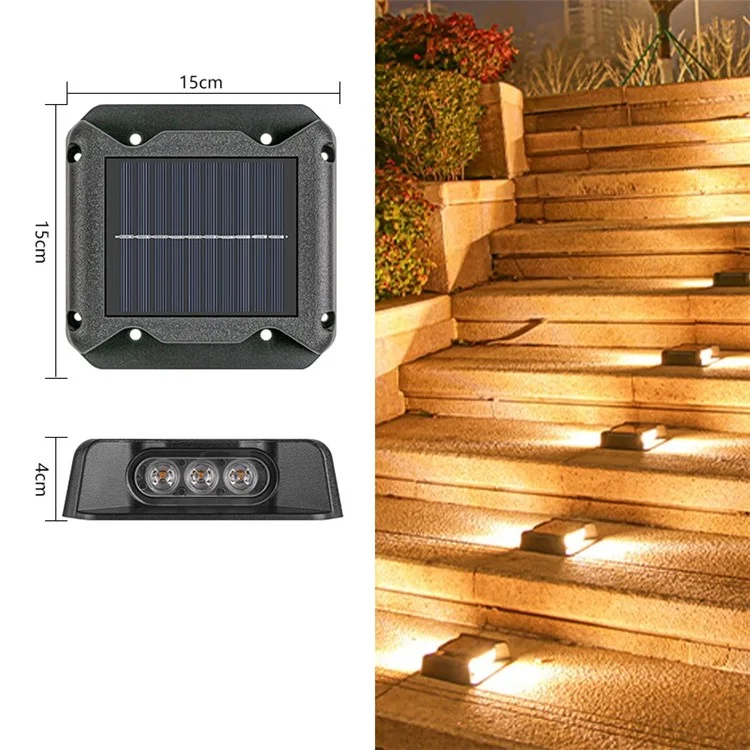 6-LED Solar Deck Light Dual-Side Lighting Walkway Stair Step Pathway LED Lamp - Warm Light
