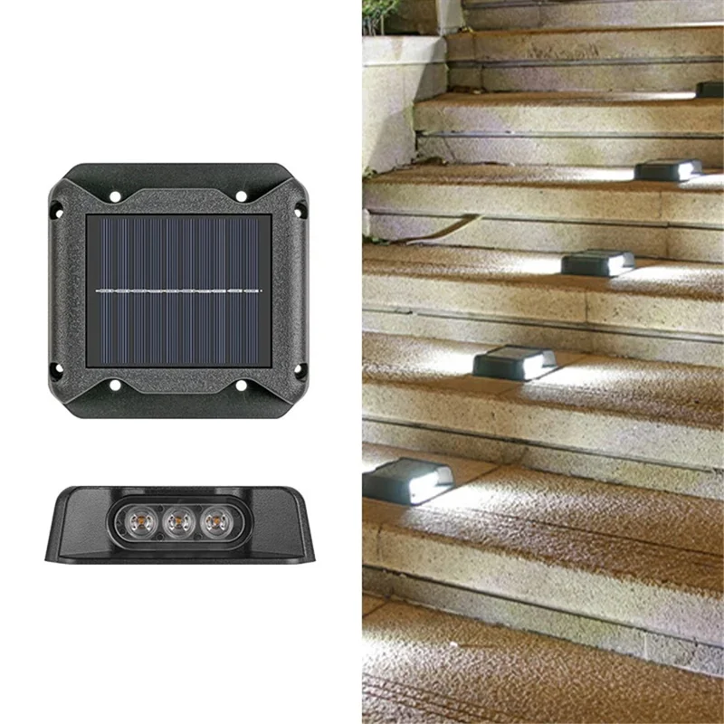 6-LED Solopgavløsning Dobbelt-sidede Belysning Sti Trin Trappe Sti LED Lampe - Hvidt Lys