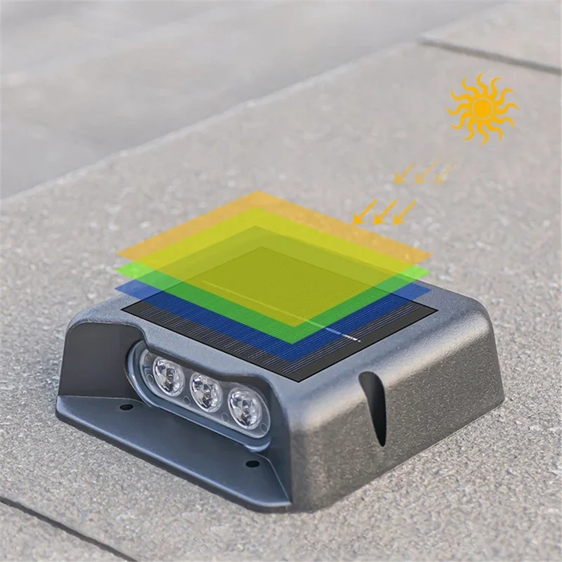 6-LED Solopgavløsning Dobbelt-sidede Belysning Sti Trin Trappe Sti LED Lampe - Hvidt Lys