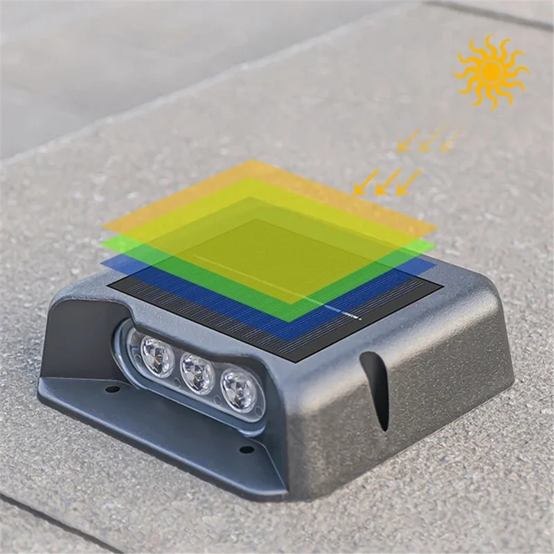 3-LED Solar Step Lights Waterproof Single Side Deck Pathway LED Lamp Outdoor Wall Lamp - White Light