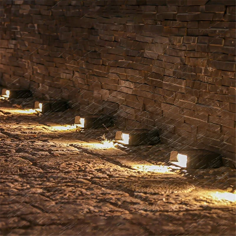 3-LED Solar Step Lights Waterproof Single Side Deck Pathway LED Lamp Outdoor Wall Lamp - Colorful Light