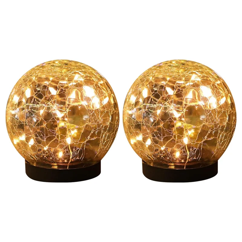 2PCS Garden Solar Lights Cracked Style Ball Lamp Waterproof Light - 12cm 30-LED Warm Light