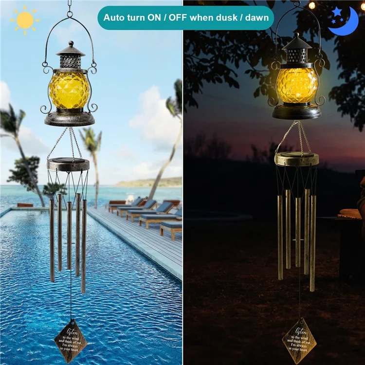 Lampada a forma di lampada a cherosene Outdoor Hanging Wind Chime Luce solare in ferro Art Waterproof Garden Yard Decor