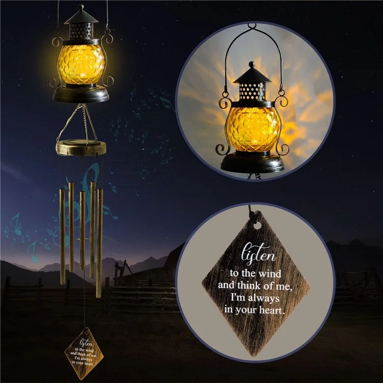 Lampada a forma di lampada a cherosene Outdoor Hanging Wind Chime Luce solare in ferro Art Waterproof Garden Yard Decor