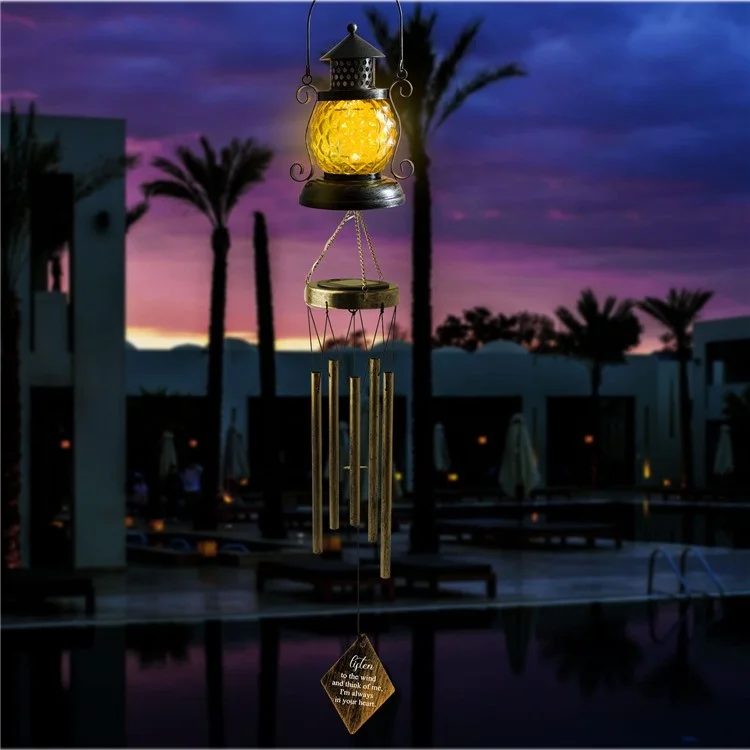 Lampada a forma di lampada a cherosene Outdoor Hanging Wind Chime Luce solare in ferro Art Waterproof Garden Yard Decor
