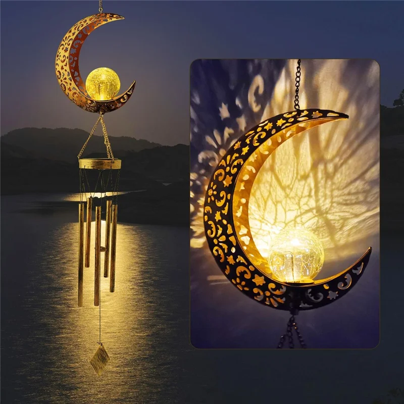 Balcony Wind Chimes Outdoor Yard Solar Lights Birthday Gift Hanging Decoration Lamps