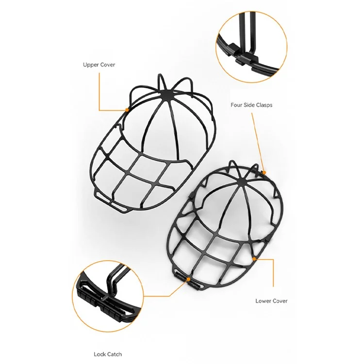 Hat Washer Cage for Washing Machine Baseball Cap Shaper Protector Cleaner Rack - White