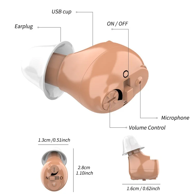 G17 Mini Digital Invisible Hearing Aid In-Ear Sound Enhancer Voice Amplifier - EU Plug