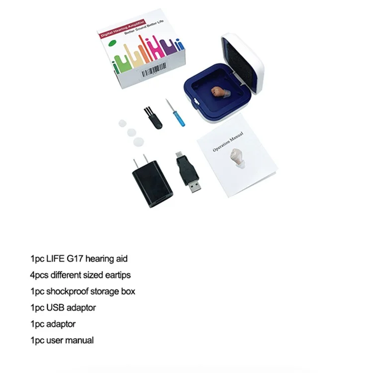 G17 Mini Digital Invisible Hearing Aid In-Ear Sound Enhancer Voice Amplifier - EU Plug