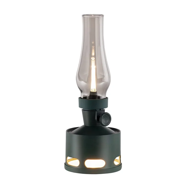 COMELY Old Days Creative Imitation Kerosene Lamp Design Rechargeable LED Night Light Dimmable Retro Decorative Home Table Lamp - Green