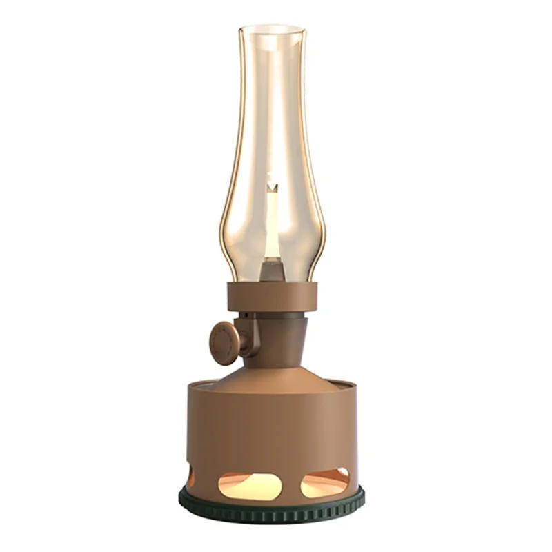 COMELY Old Days Creative Imitation Kerosene Lamp Design Rechargeable LED Night Light Dimmable Retro Decorative Home Table Lamp - Khaki