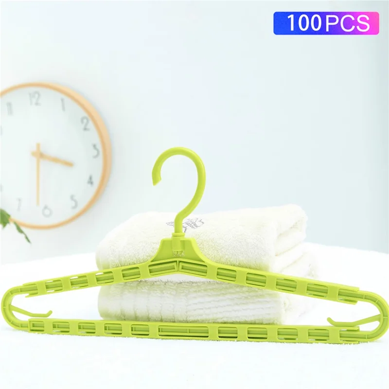 YM-155 100PCS Clothing Hangers Stretchable Foldable Design Closet Clothes Quilt Cover Hangers - Green