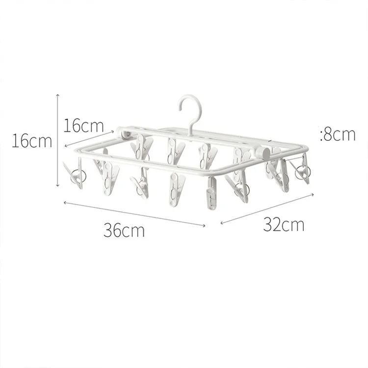YM-6171 100PCS Laundry Hanger Drying Rack Foldable Clip Hanger for Drying Towels Bras Baby Clothes Underwears