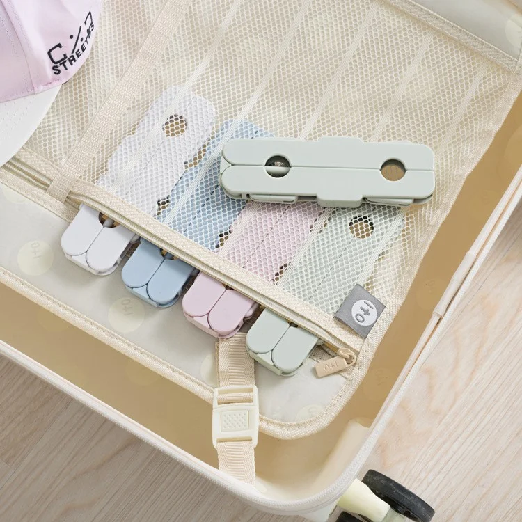 Travel Foldable Hanger Portable Drying Rack Underwear Socks Clip Closet Organizer - Green
