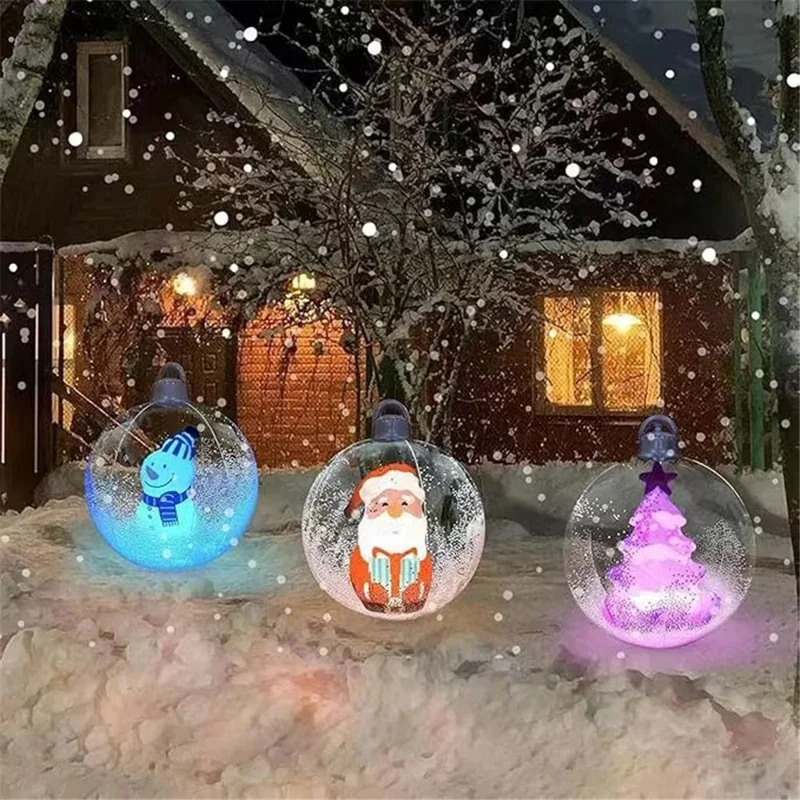 60cm Christmas Decoration Ball Xmas Party Garden Ornament PVC Inflatable Ball with LED Light - Santa Claus