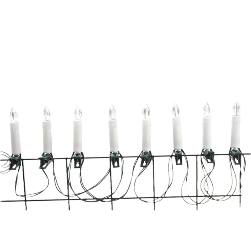 1m 10-LED Clip Design Candle LED String Light Christmas Tree Birthday Party Decorative Lamp, 2xAA Battery / Flashing+Timing