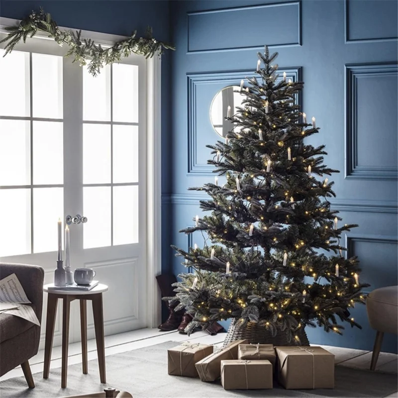 1m 10-LED Clip Design Candle LED String Light Christmas Tree Birthday Party Decorative Lamp, 2xAA Battery / Flashing+Timing