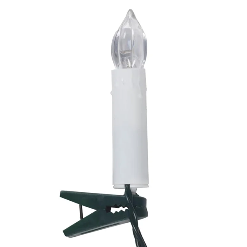 1m 10-LED Clip Design Candle LED String Light Christmas Tree Birthday Party Decorative Lamp, 2xAA Battery / Flashing+Timing