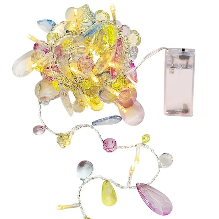 1.5m 10-LED Gemstone String Light Battery Powered Romantic Bedroom Decorative Lamp