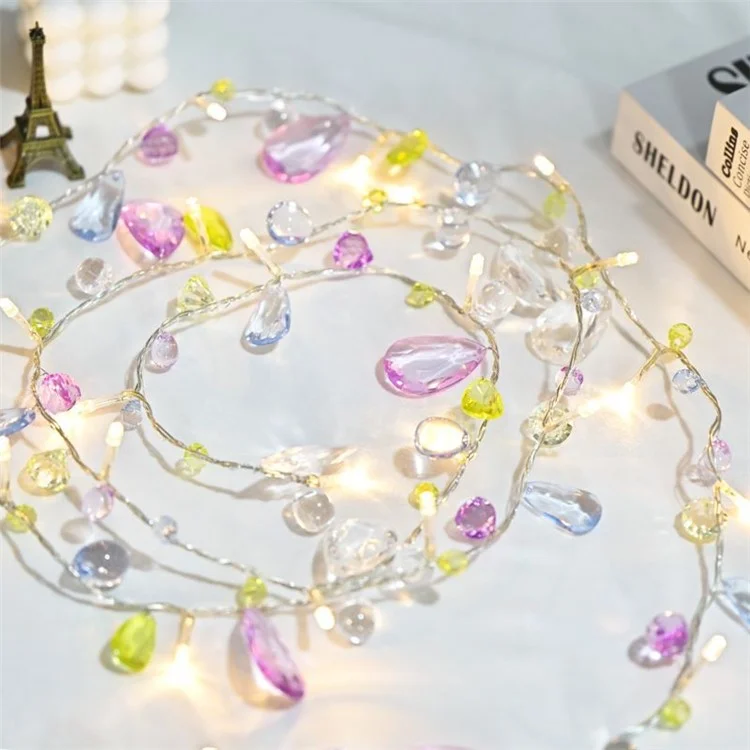 1.5m 10-LED Gemstone String Light Battery Powered Romantic Bedroom Decorative Lamp
