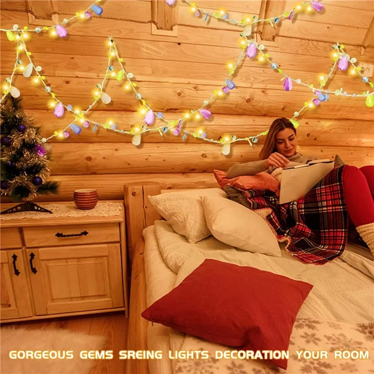 1.5m 10-LED Gemstone String Light Battery Powered Romantic Bedroom Decorative Lamp