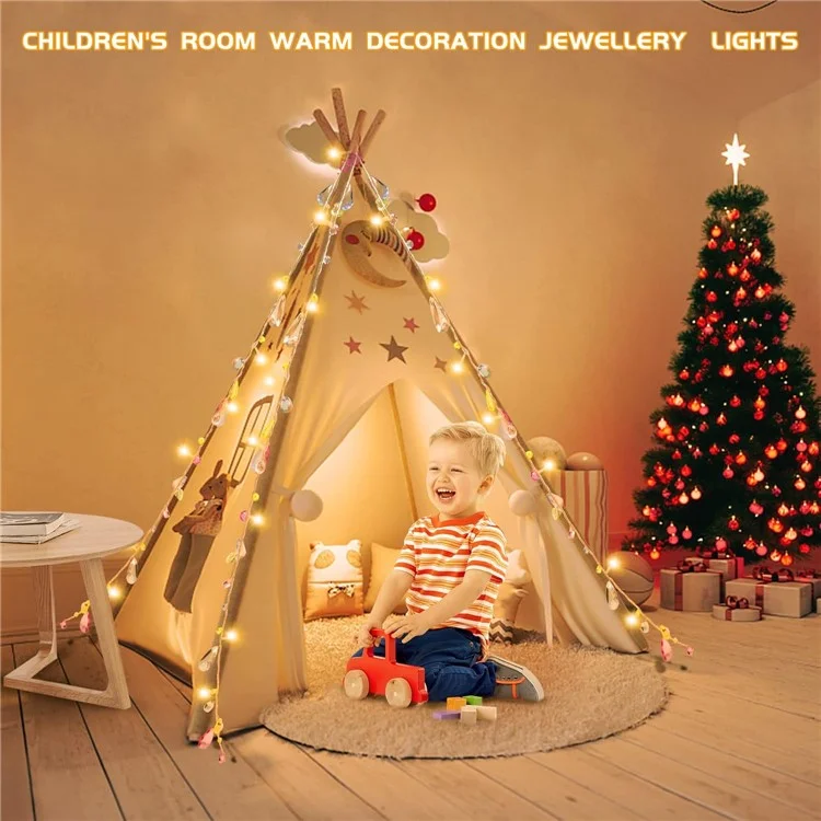 1.5m 10-LED Gemstone String Light Battery Powered Romantic Bedroom Decorative Lamp