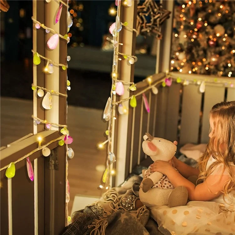 1.5m 10-LED Gemstone String Light Battery Powered Romantic Bedroom Decorative Lamp