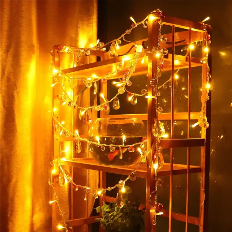 1.5m 10-LED Gemstone String Light Battery Powered Romantic Bedroom Decorative Lamp