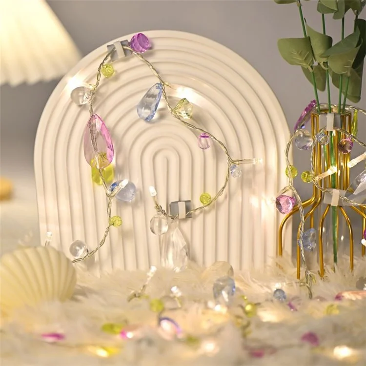 1.5m 10-LED Gemstone String Light Battery Powered Romantic Bedroom Decorative Lamp