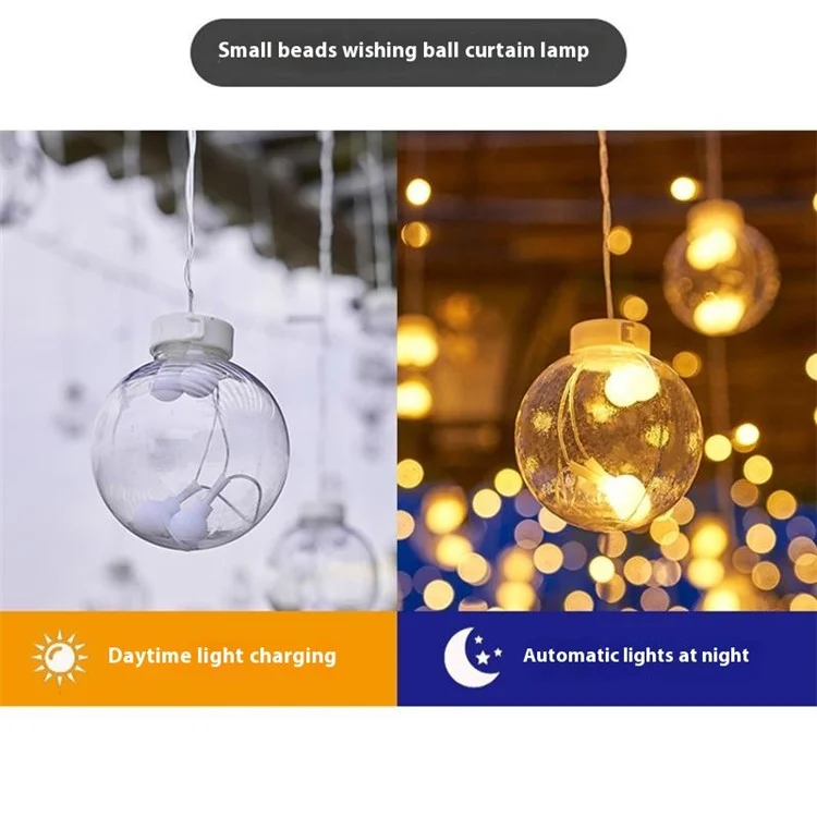Guirlande lumineuse de 3,5 m avec 12 boules, 8 modes, lampe d'ambiance pour cour - Blanc chaud, prise européenne