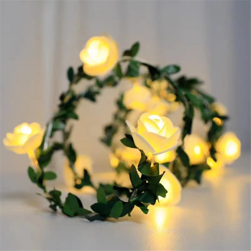 1.5m 10-LED Rose Flower String Light Romantic Festival Wedding Decorative Lamp, 2A Constant Light - White