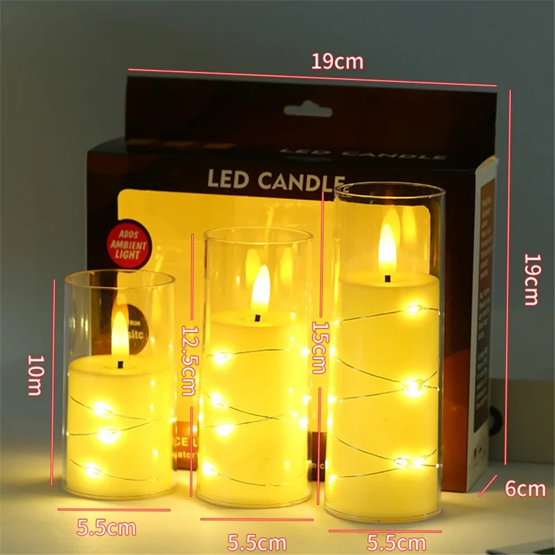 3PCS Flameless LED Candles Electric Fake Candles Tealights for Table Decor, Christmas - Bullet Style