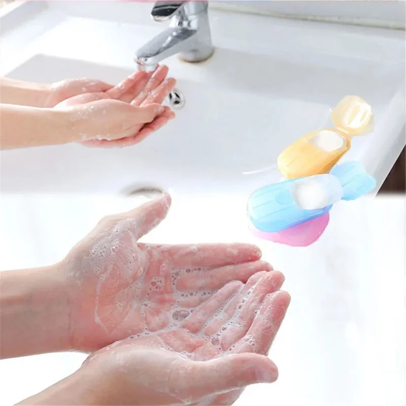 18Pcs Portable Disposable Soap Paper Travel Camping Washing Hand Bath Soap Sheets with Box - Yellow