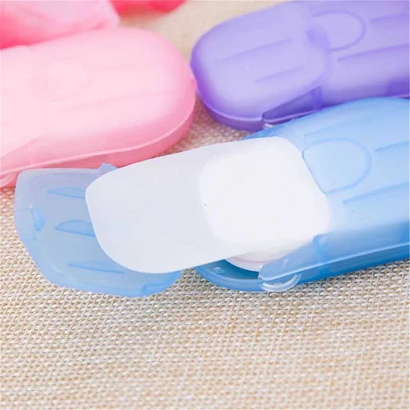 18Pcs Portable Disposable Soap Paper Travel Camping Washing Hand Bath Soap Sheets with Box - Yellow