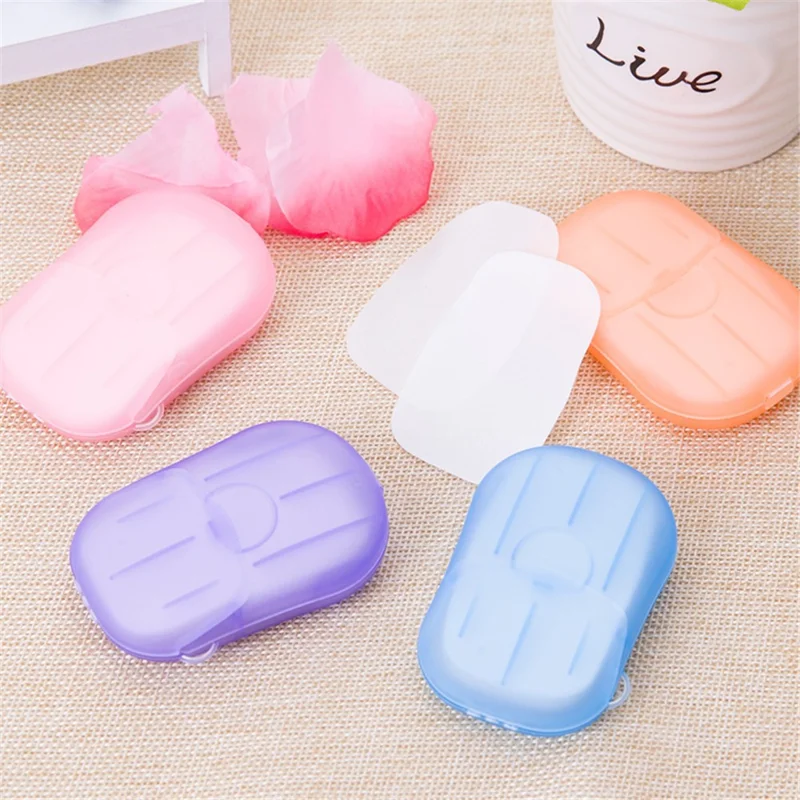18Pcs Portable Disposable Soap Paper Travel Camping Washing Hand Bath Soap Sheets with Box - Yellow