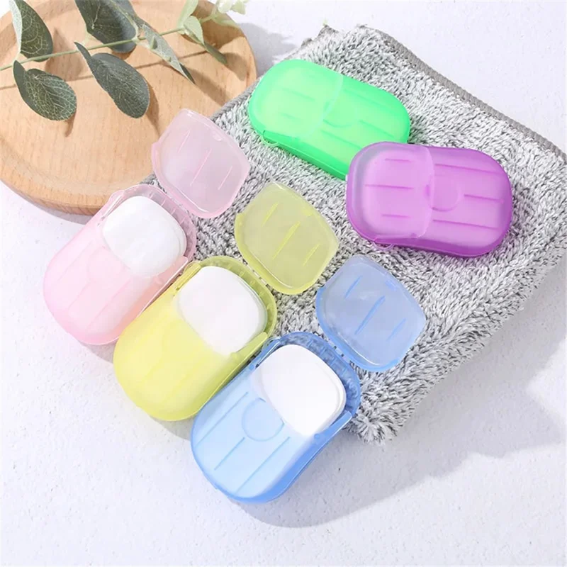 18Pcs Portable Disposable Soap Paper Travel Camping Washing Hand Bath Soap Sheets with Box - Yellow