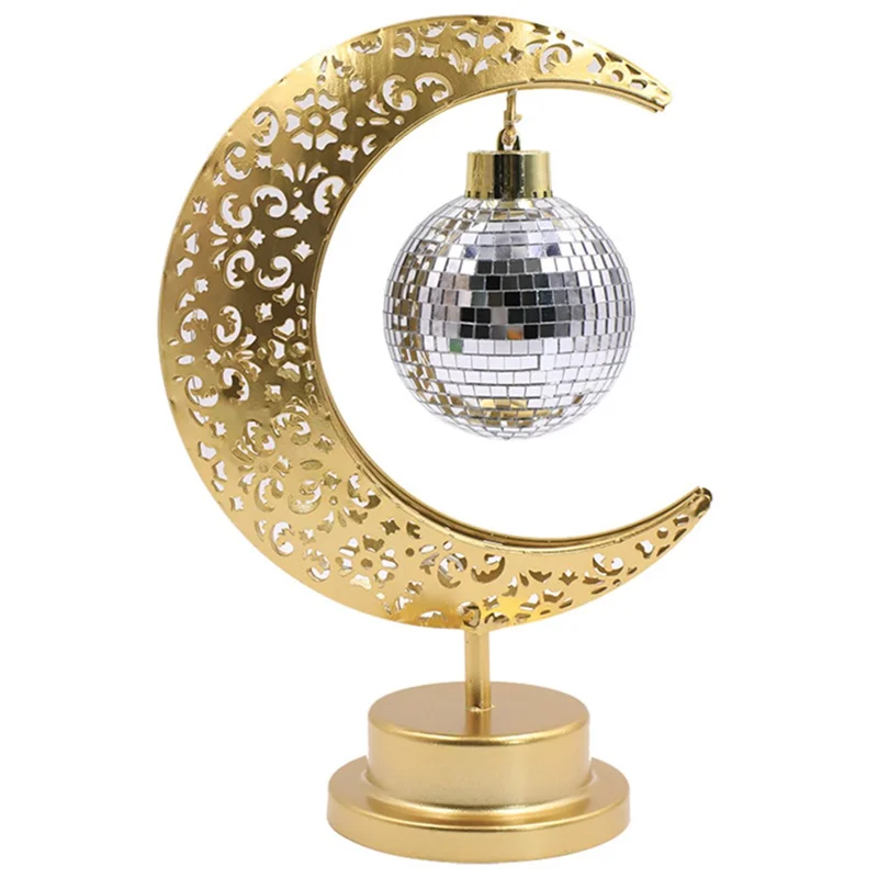 Holiday Decoration LED Table Lamp Iron Art Hollow Moon Disco Ball Desktop Light