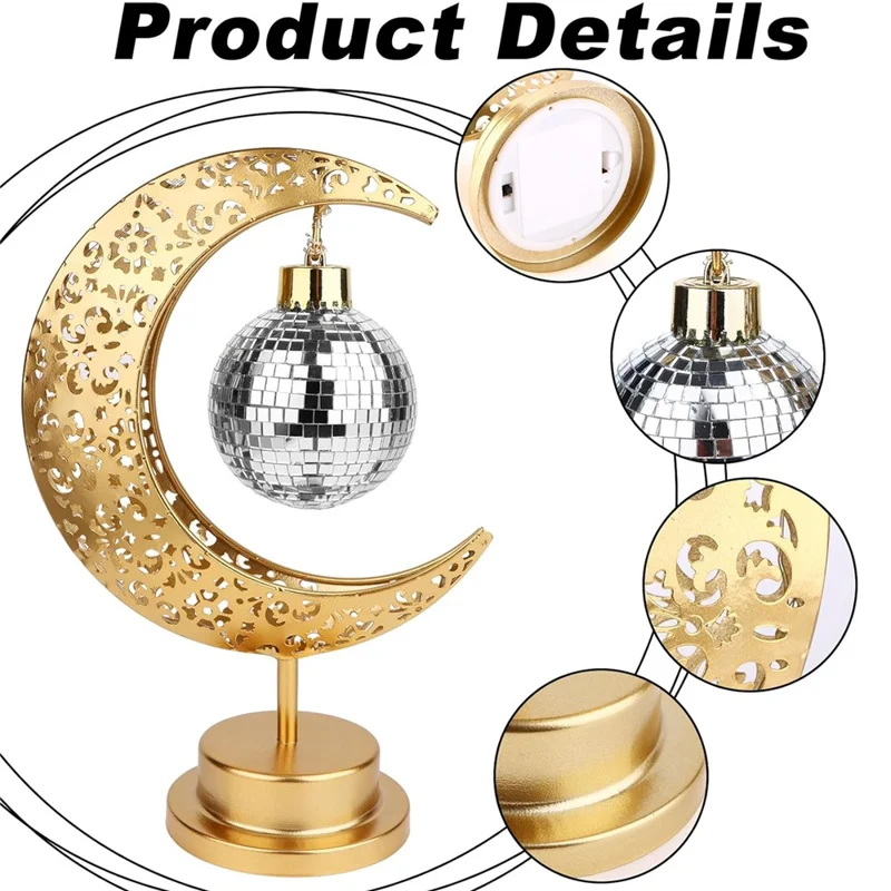 Holiday Decoration LED Table Lamp Iron Art Hollow Moon Disco Ball Desktop Light