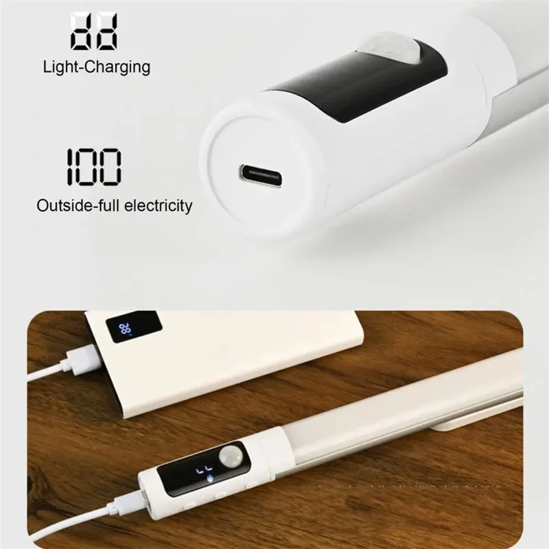 Lampe de Chevet de Nuit Rechargeable avec Capteur de Mouvement Magnétique Auto-Adhésive, Barre Lumineuse LED pour Armoire, Batterie 1200 mAh - Blanc