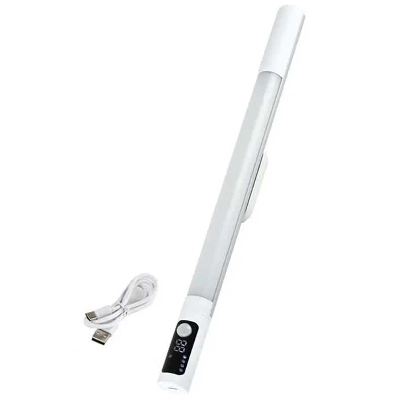 Lampe de Chevet de Nuit Rechargeable avec Capteur de Mouvement Magnétique Auto-Adhésive, Barre Lumineuse LED pour Armoire, Batterie 1200 mAh - Blanc